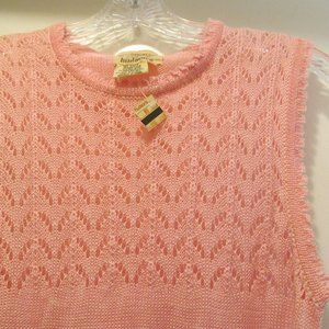 Vintage NWT 70s Sweater Made in Taiwan for Hudson's Pink Size Small/Medium NEW